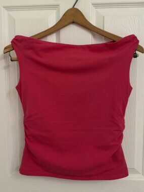 J CREW Bright Pink Sleevless Ruched Top Size XS NWOT